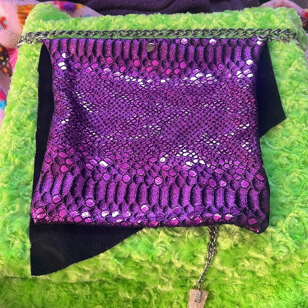 Purple mermaid purse with rose quartz - Picture 4 of 4